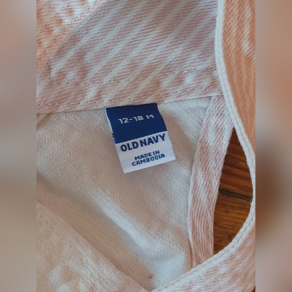 Pink and White stripe denim overalls 12-18 month - Picture 3 of 3